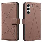 For Tecno Camon 40 Pro 4G Geometric Pattern RFID Leather Phone Case(Brown)
