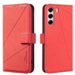 For Tecno Camon 40 Pro 4G Geometric Pattern RFID Leather Phone Case(Red)
