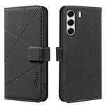For Tecno Camon 40 Pro 4G Geometric Pattern RFID Leather Phone Case(Black)