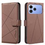 For Tecno Spark 40 4G Geometric Pattern RFID Leather Phone Case(Brown)