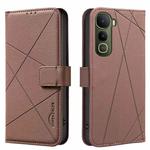 For vivo Y400 5G Global Geometric Pattern RFID Leather Phone Case(Brown)