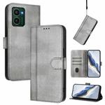 For HMD Pulse Pro / Pulse / Pulse+ Line Splicing Buckle Retro Leather Phone Case(Grey)