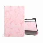 For Samsung Galaxy Tab S8+ / Tab S8 Plus /  Tab S7 FE / Tab S7+ / T970 Marble Texture Pattern Horizontal Flip Leather Case, with Three-folding Holder & Sleep / Wake-up Function(Pink)