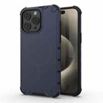For iPhone 15 Pro Max Grating Solid Color MagSafe Magnetic Phone Case(Dark Blue)
