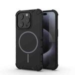 For iPhone 15 Pro Grating Solid Color MagSafe Magnetic Phone Case(Black)