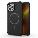 For iPhone 13 Pro Max Grating Solid Color MagSafe Magnetic Phone Case(Black)