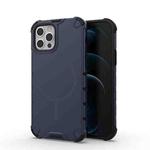 For iPhone 12 / 12 Pro Grating Solid Color MagSafe Magnetic Phone Case(Dark Blue)