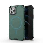 For iPhone 12 / 12 Pro Grating Solid Color MagSafe Magnetic Phone Case(Green)