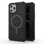 For iPhone 12 Pro Max Grating Solid Color MagSafe Magnetic Phone Case(Black)