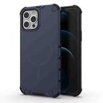For iPhone 12 Pro Max Grating Solid Color MagSafe Magnetic Phone Case(Dark Blue)