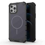 For iPhone 12 Pro Max Grating Solid Color MagSafe Magnetic Phone Case(Dark Grey)