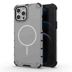 For iPhone 12 Pro Max Grating Solid Color MagSafe Magnetic Phone Case(Light Grey)