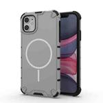 For iPhone 11 Grating Solid Color MagSafe Magnetic Phone Case(Light Grey)