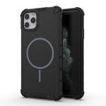 For iPhone 11 Pro Max Grating Solid Color MagSafe Magnetic Phone Case(Black)