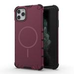 For iPhone 11 Pro Max Grating Solid Color MagSafe Magnetic Phone Case(Red)