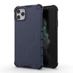 For iPhone 11 Pro Max Grating Solid Color MagSafe Magnetic Phone Case(Dark Blue)