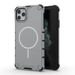 For iPhone 11 Pro Max Grating Solid Color MagSafe Magnetic Phone Case(Light Grey)