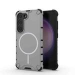 For Samsung Galaxy S23+ 5G Grating Solid Color MagSafe Magnetic Phone Case(Light Grey)