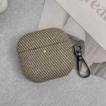 For AirPods Pro 2 Diagonal Striped Leather Bluetooth Earphone Protective Case(Brown)