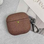 For AirPods Pro 2 Diagonal Striped Leather Bluetooth Earphone Protective Case(Dark Coffee)