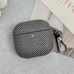 For AirPods Pro 2 Diagonal Striped Leather Bluetooth Earphone Protective Case(Black)