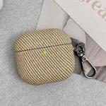 For AirPods 3 Diagonal Striped Leather Bluetooth Earphone Protective Case(Apricot)