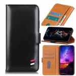 For Samsung Galaxy M01 3-Color Pearl Texture Magnetic Buckle Horizontal Flip PU Leather Case with Card Slots & Wallet & Holder(Black)