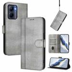 For Realme C33 2023 / 2022 Line Splicing Buckle Retro Leather Phone Case(Grey)