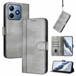 For Realme C61 4G / C63 4G Global Line Splicing Buckle Retro Leather Phone Case(Grey)