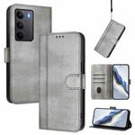 For Realme C75 4G / 14x 5G Global Line Splicing Buckle Retro Leather Phone Case(Grey)