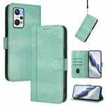 For Realme GT Neo 3T Line Splicing Buckle Retro Leather Phone Case(Mint)