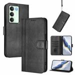 For Realme V70 5G / C75 5G Line Splicing Buckle Retro Leather Phone Case(Black)