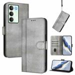 For Realme V70 5G / C75 5G Line Splicing Buckle Retro Leather Phone Case(Grey)