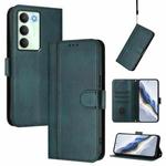 For Realme V70 5G / C75 5G Line Splicing Buckle Retro Leather Phone Case(Dark Green)