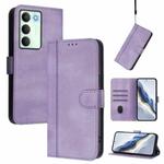 For Realme V70 5G / C75 5G Line Splicing Buckle Retro Leather Phone Case(Purple)