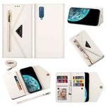 For Samsung Galaxy A7 (2018) / A750 Skin Feel Zipper Horizontal Flip Leather Case with Holder & Card Slots & Photo Frame & Lanyard & Long Rope(White)