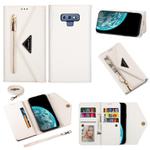 For Samsung Galaxy Note9 Skin Feel Zipper Horizontal Flip Leather Case with Holder & Card Slots & Photo Frame & Lanyard & Long Rope(White)