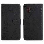 For Samsung Galaxy XCover7 Pro Skin Feel Butterfly Embossed Flip Leather Phone Case(Black)