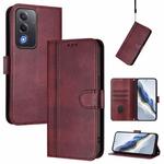 For OPPO A3 Pro 5G Global / India / A80 5G EU Line Splicing Buckle Retro Leather Phone Case(Wine Red)