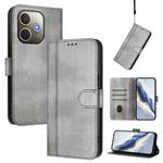 For OPPO A5 Pro 5G Global Line Splicing Buckle Retro Leather Phone Case(Grey)