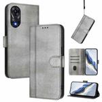 For OPPO A78 4G Global Line Splicing Buckle Retro Leather Phone Case(Grey)