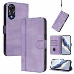 For OPPO A78 4G Global Line Splicing Buckle Retro Leather Phone Case(Purple)