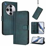 For OPPO Find X7 Ultra Line Splicing Buckle Retro Leather Phone Case(Dark Green)