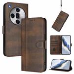 For OPPO Find X7 Ultra Line Splicing Buckle Retro Leather Phone Case(Brown)