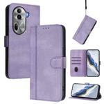 For OPPO Reno11 Pro 5G Global Line Splicing Buckle Retro Leather Phone Case(Purple)