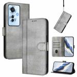 For OPPO Reno11 F 5G Global / F25 Pro 5G India Line Splicing Buckle Retro Leather Phone Case(Grey)