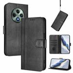 For OPPO Reno12 F 5G / 4G / F27 5G India Line Splicing Buckle Retro Leather Phone Case(Black)