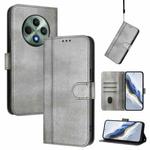 For OPPO Reno12 F 5G / 4G / F27 5G India Line Splicing Buckle Retro Leather Phone Case(Grey)