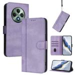 For OPPO Reno12 F 5G / 4G / F27 5G India Line Splicing Buckle Retro Leather Phone Case(Purple)