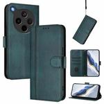 For OPPO Find X8s+ 5G Line Splicing Buckle Retro Leather Phone Case(Dark Green)